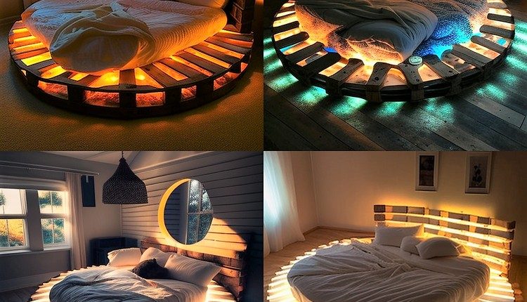 Round Shaped Bed with Lights