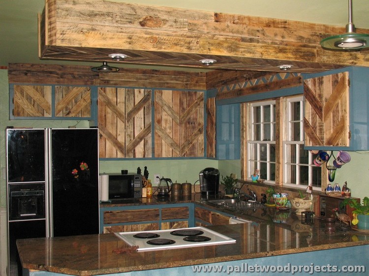 Reclaimed Pallet Kitchen Cabinets
