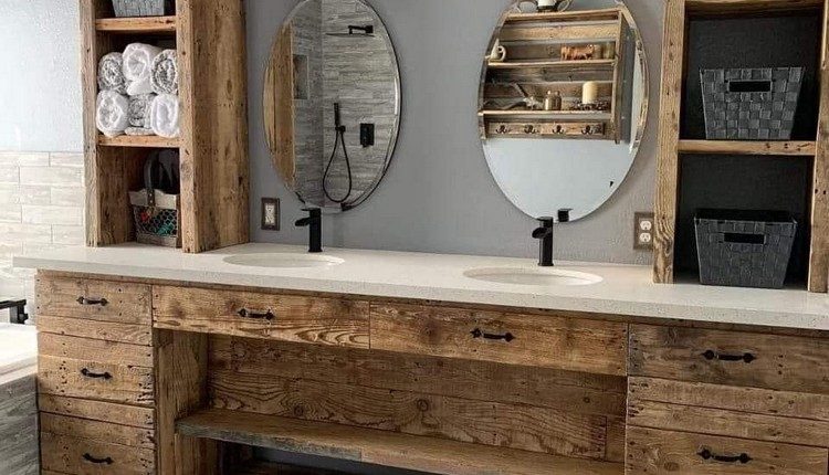 Bathroom Vanity with Shelving Unit