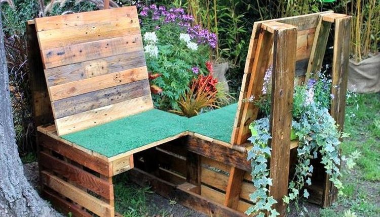 Pallet Double Chair Bench with Planters