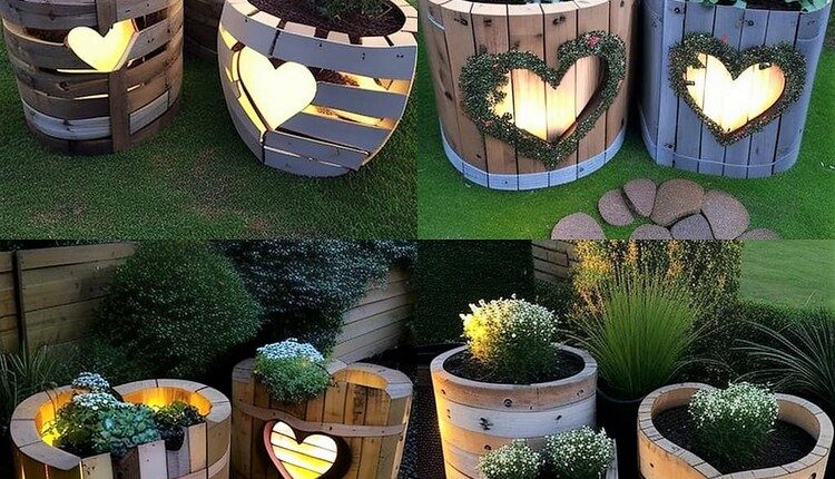 Garden Planters with Lights Ideas
