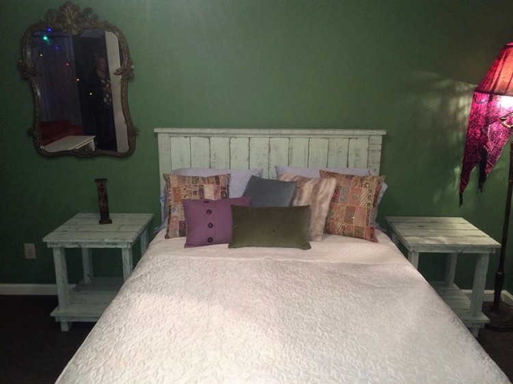 Pallet Headboard and Side Tables Pallet Wood Projects