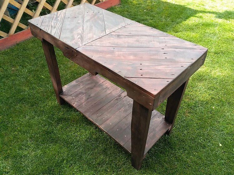 DIY Chevron Pallet Console Table Step By Step Tutorial Pallet Wood Projects