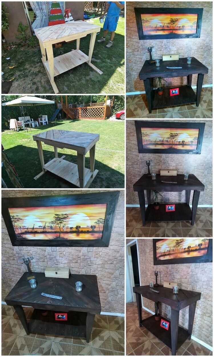 DIY Wood Pallets Console Table Plan Pallet Wood Projects