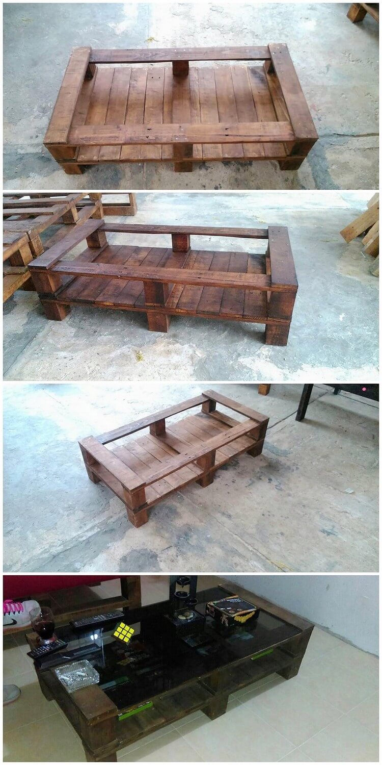 Pallet Coffee Table Glass Top | I Decoration Ideas