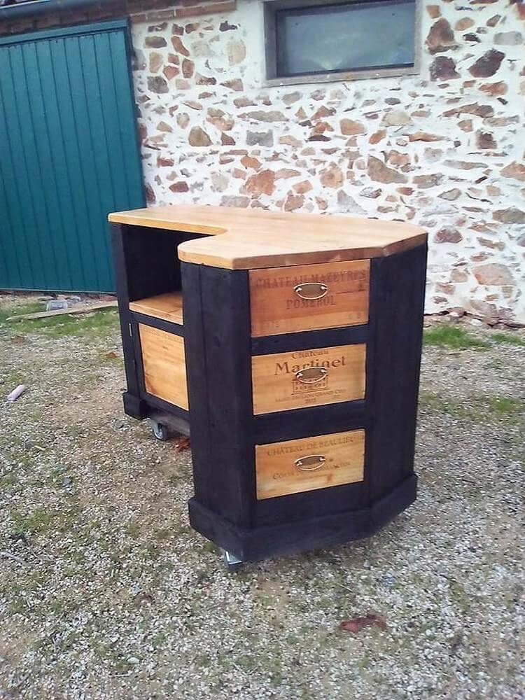 Pallet Counter Table with Drawers