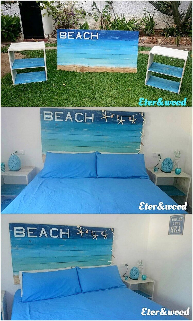 Pallet Headboard and Side Tables Pallet Wood Projects