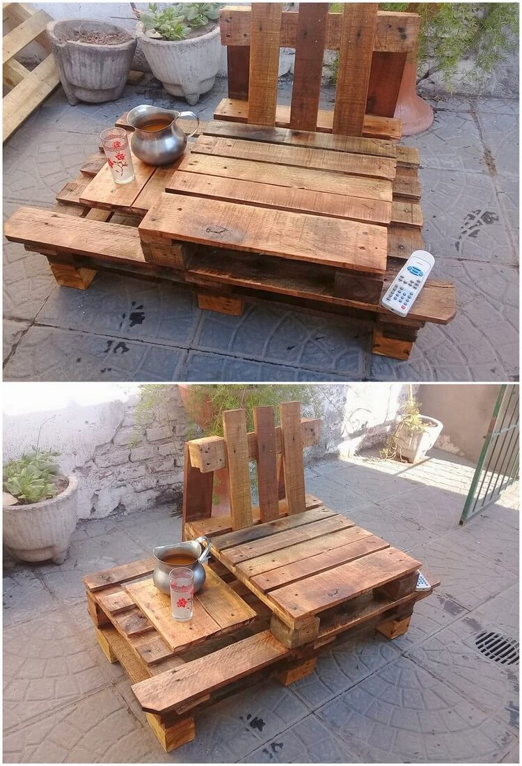 Pallet Seat with Side Table – Pallet Wood Projects