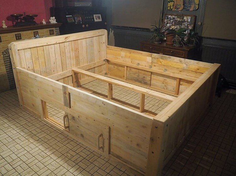Pallet Bed Frame with Drawers