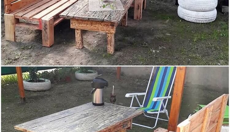 Pallet Garden Benches and Table