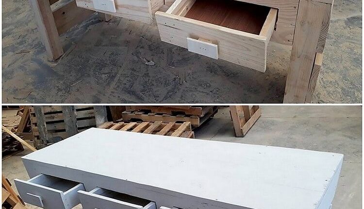 Pallet Table with Drawers