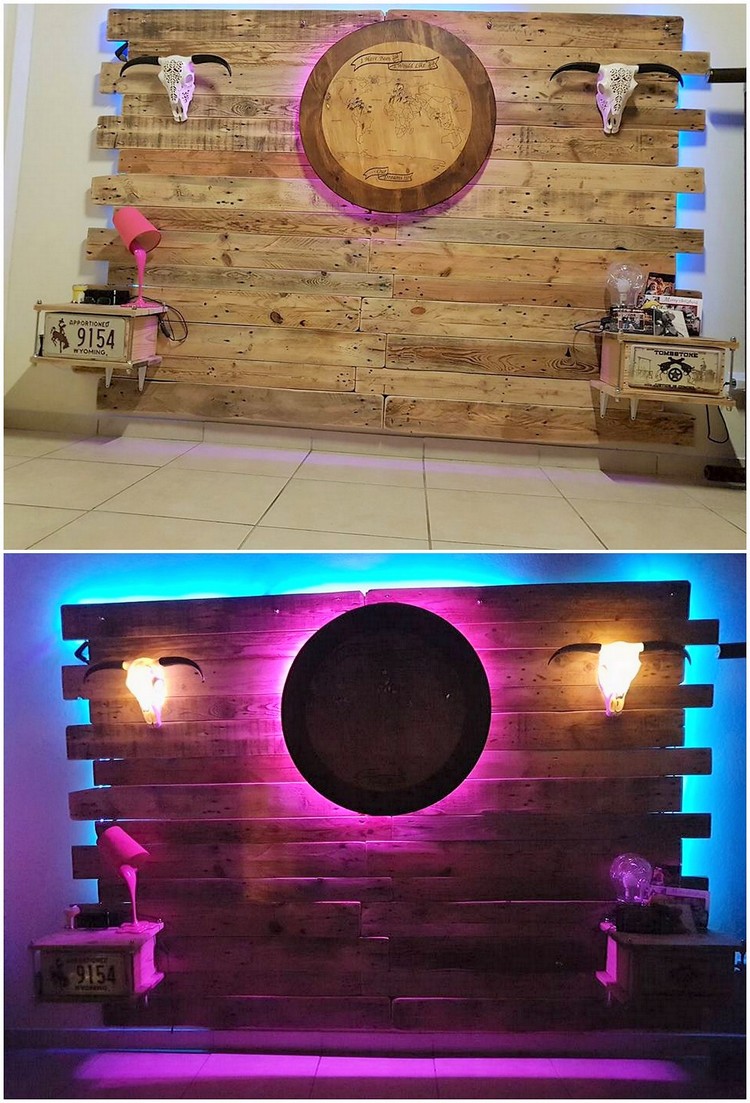 Pallet Wall Decor with Lights Pallet Wood Projects