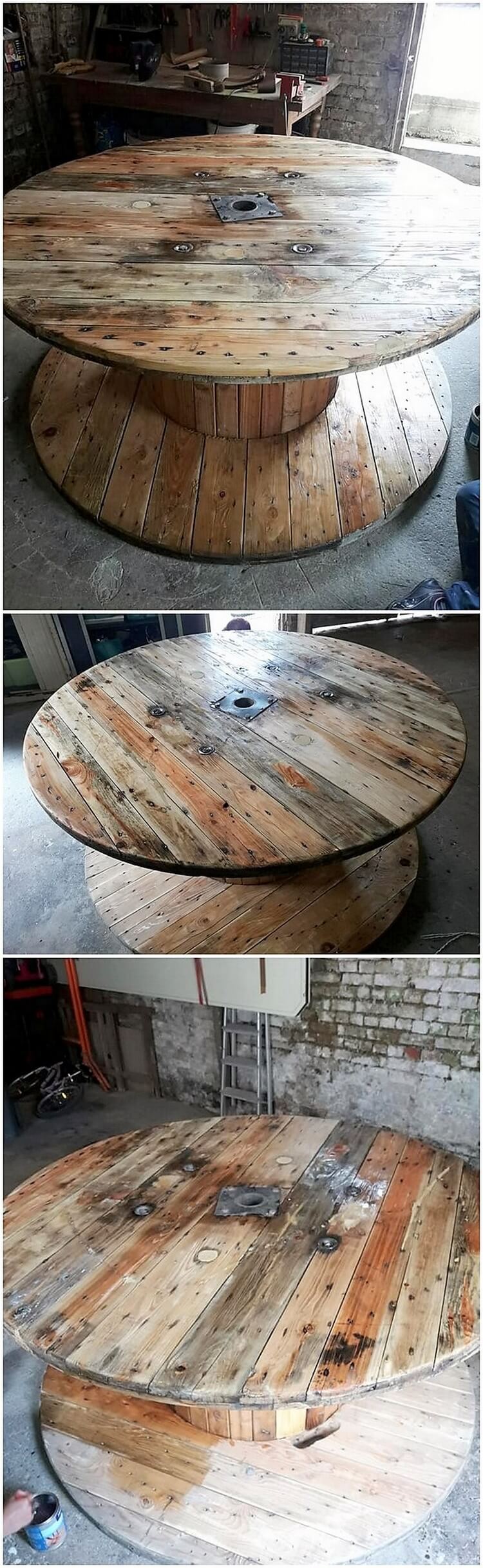 Round Top Pallet Table Pallet Wood Projects