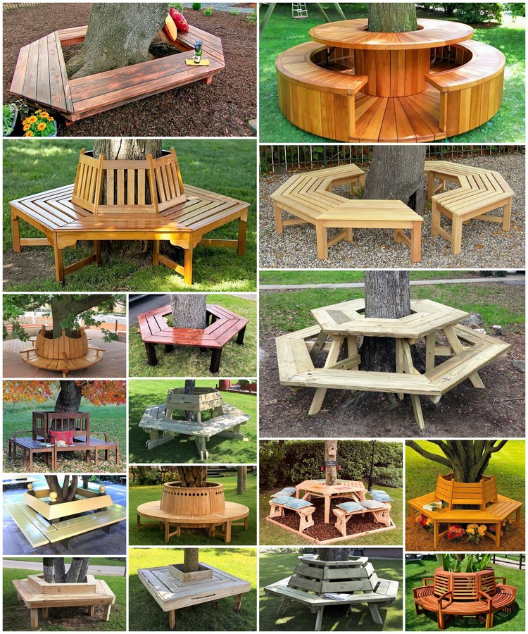 Amazing Pallet Tree Bench Ideas You Can Make Easily
