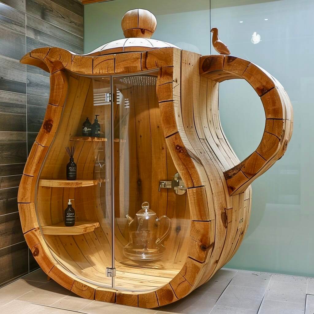 Wood Log Teapot Shower Idea (6)